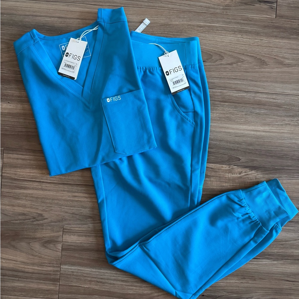NWT: Figs Extreme Blue Zamora Joggers Scrub Set •Small-Petite•